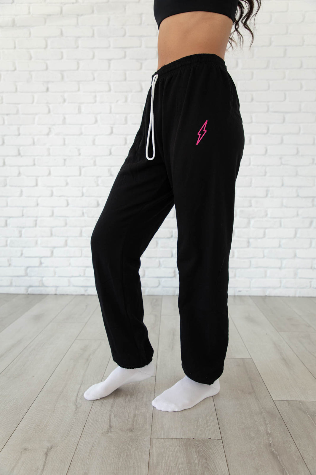 Black Hollow Bolt Drawstring Sweatpants
