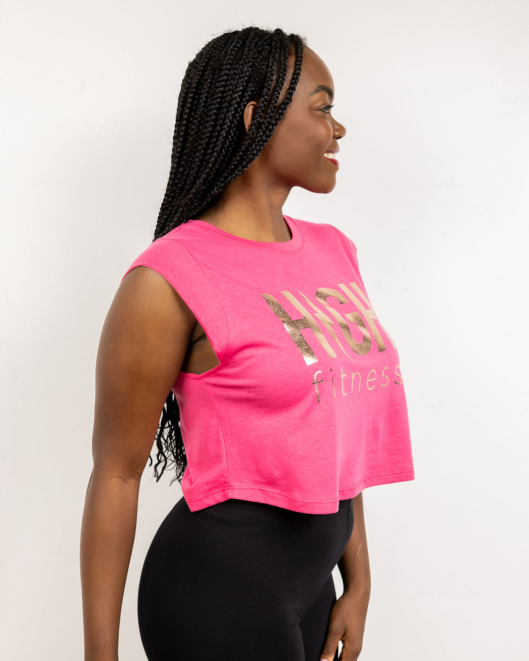 Rose Gold Foil Muscle Crop Tank | Pink *2X & 3X*