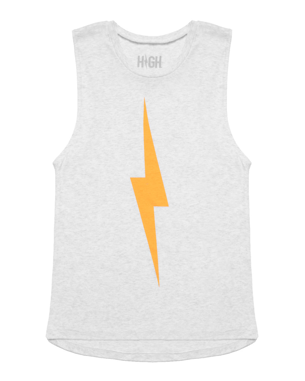 Bolt Muscle Tank | Orange on Heather White