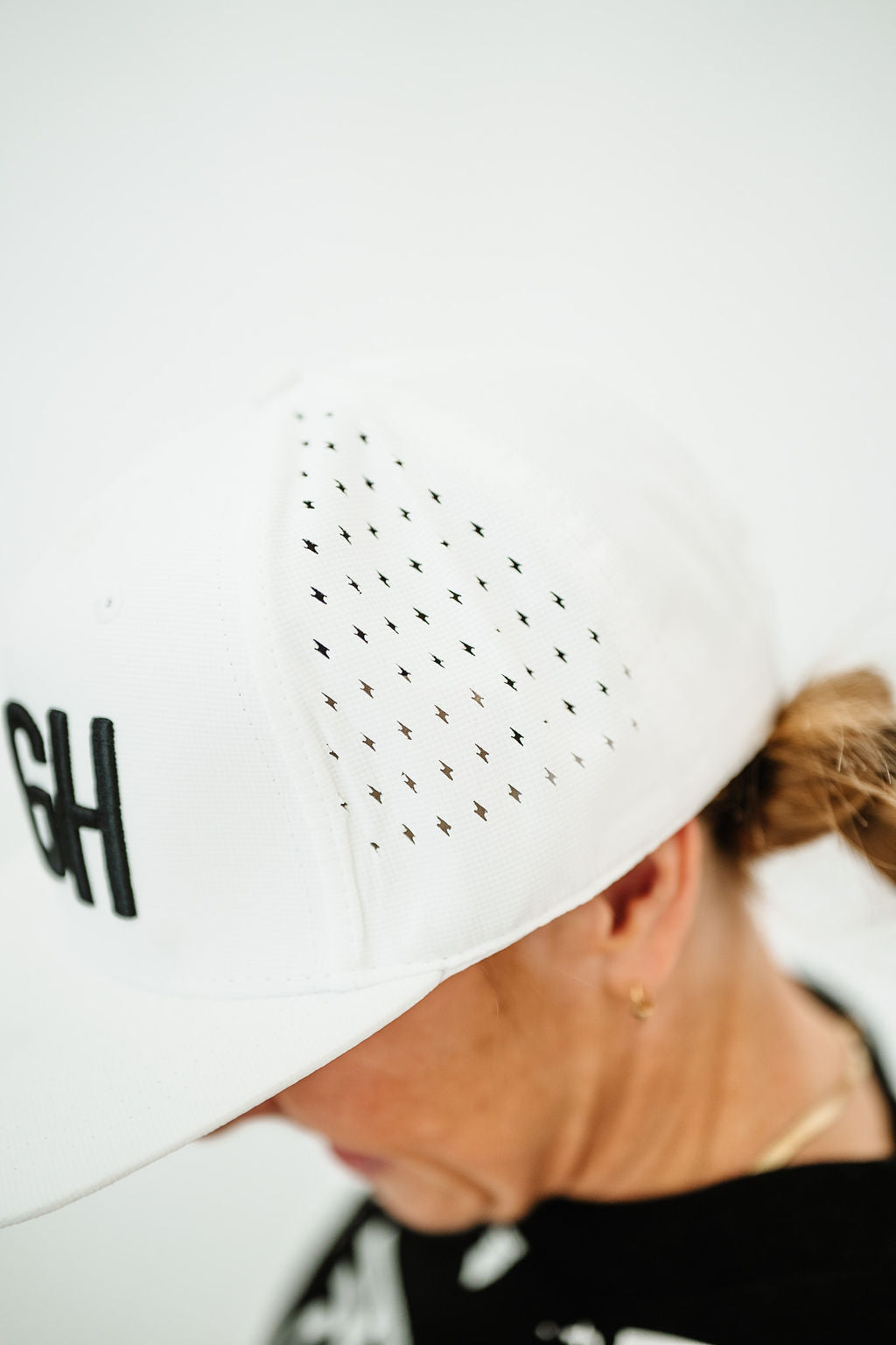 Embroidered Laser Cut Bolt Flat Brim | White