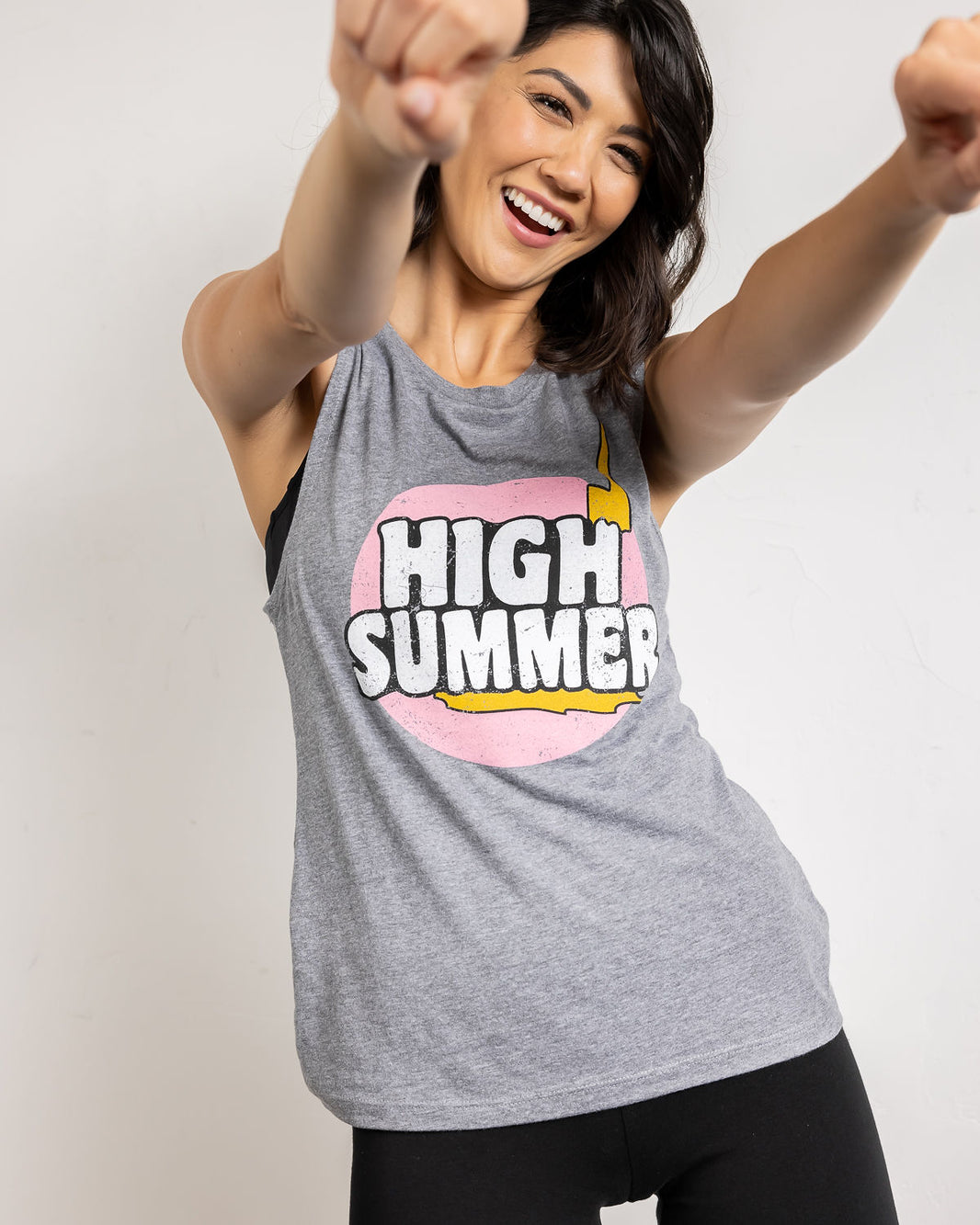 Pink Summer High Logo Muscle Tank | Gray *XS,S,3X*