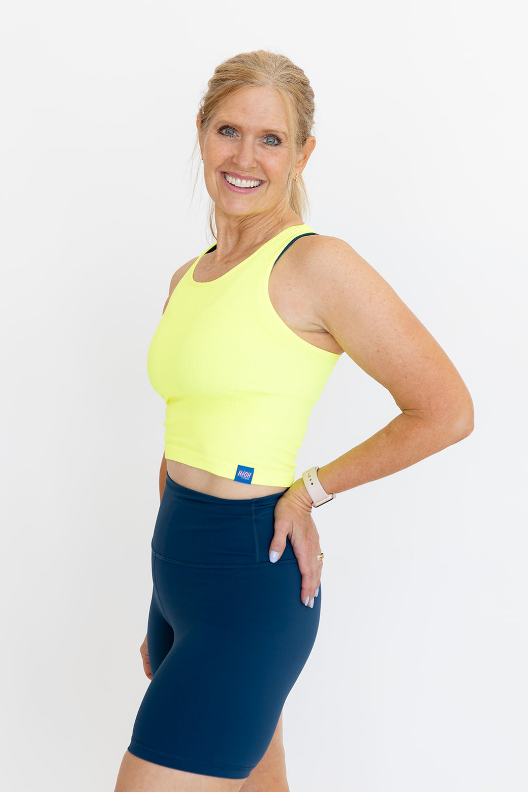Comfort Cove Cropped Ribbed Racerback - Neon Yellow