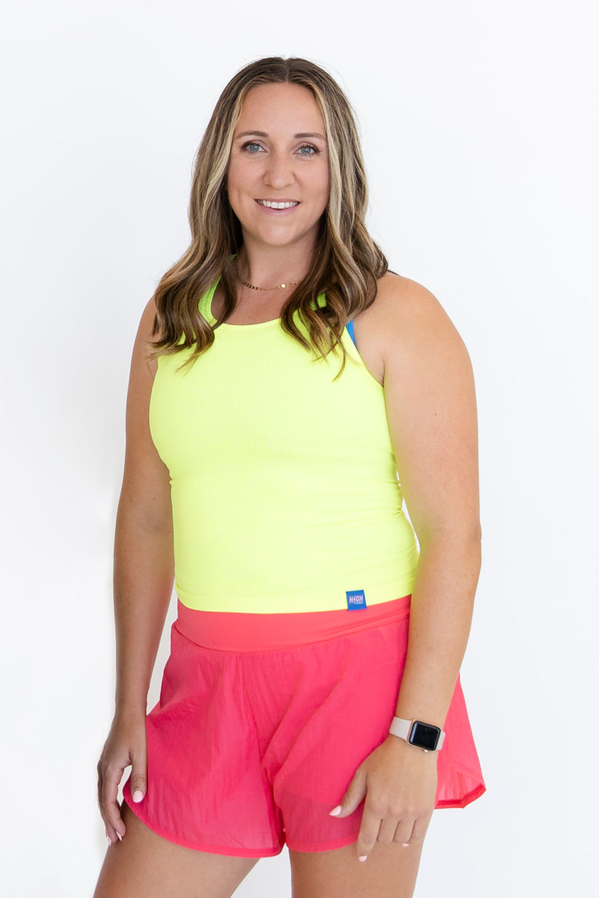 Comfort Cove Long Ribbed Racerback - Neon Yellow