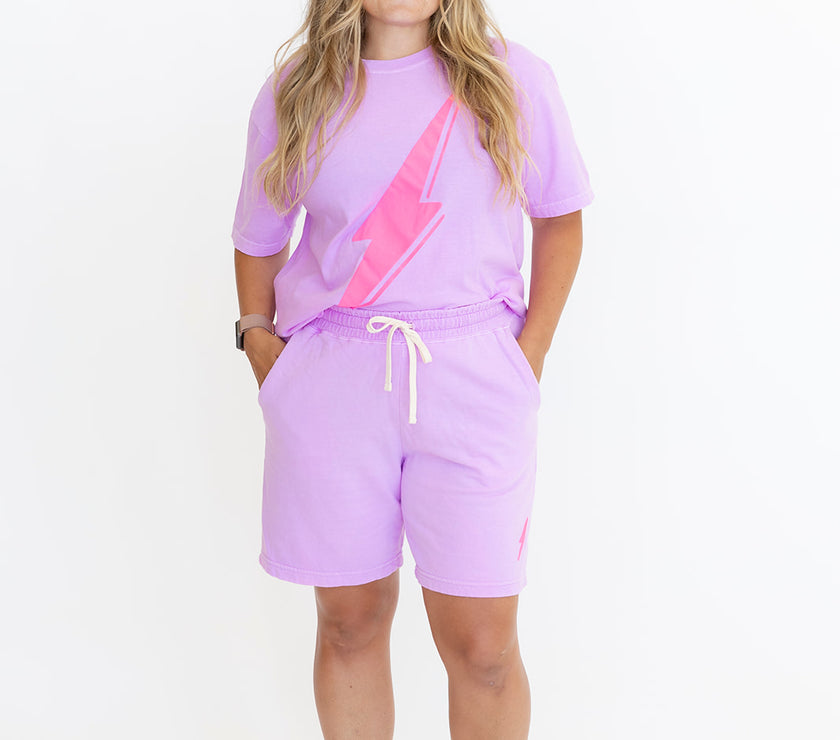 Puff Bolt Boyfriend Sweat Shorts | Neon Violet