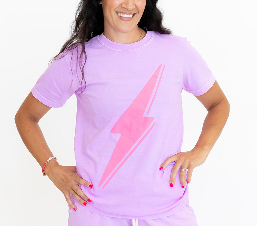 Puff Bolt Boyfriend Sweat Shorts | Neon Violet