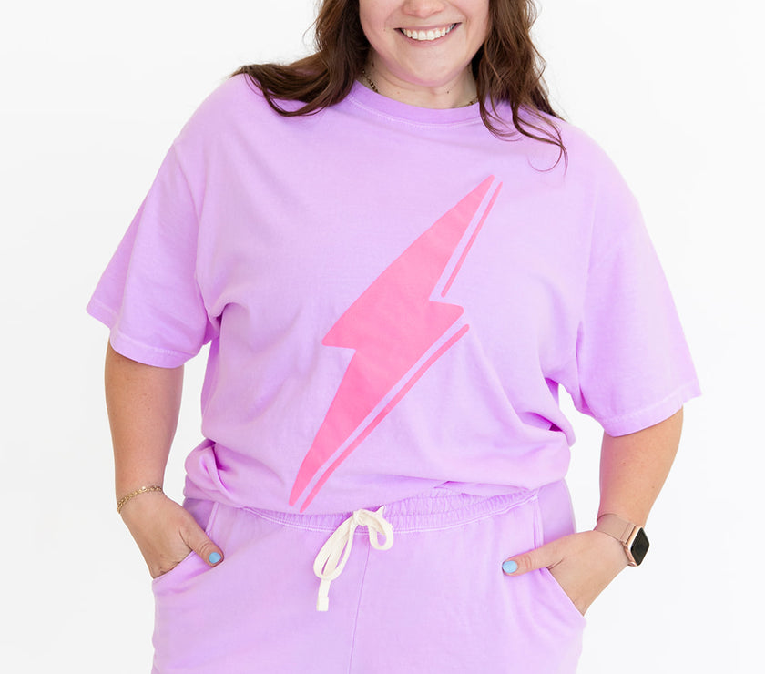 Puff Bolt Boyfriend Sweat Shorts | Neon Violet