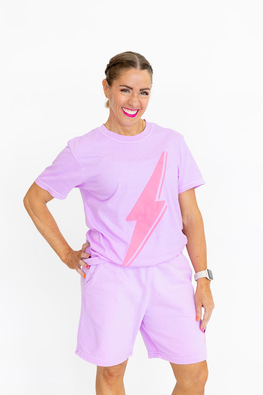 Puff Bolt Boyfriend Sweat Shorts | Neon Violet