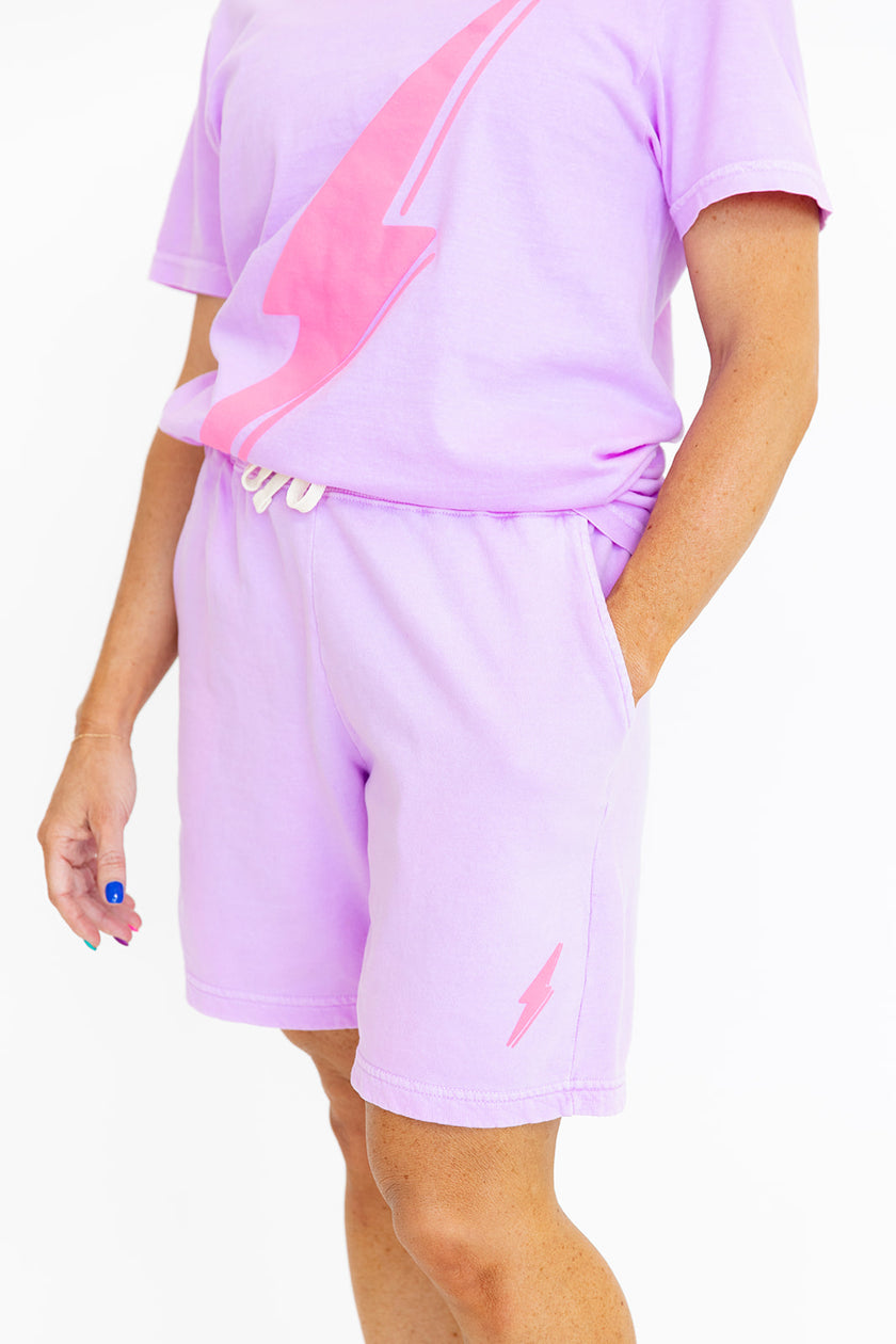 Puff Bolt Boyfriend Sweat Shorts | Neon Violet