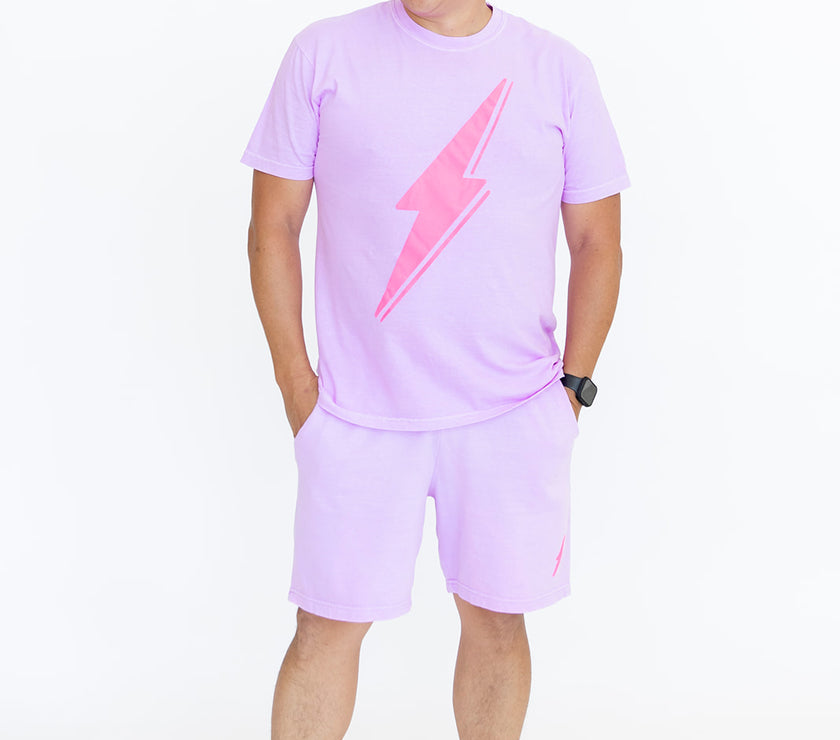 Puff Bolt Boyfriend Sweat Shorts | Neon Violet