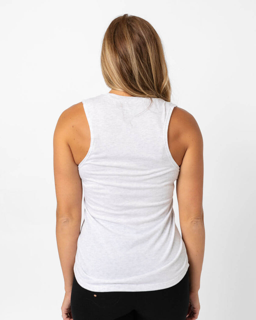 American Flag Vintage Bolt Muscle Tank | Heather White