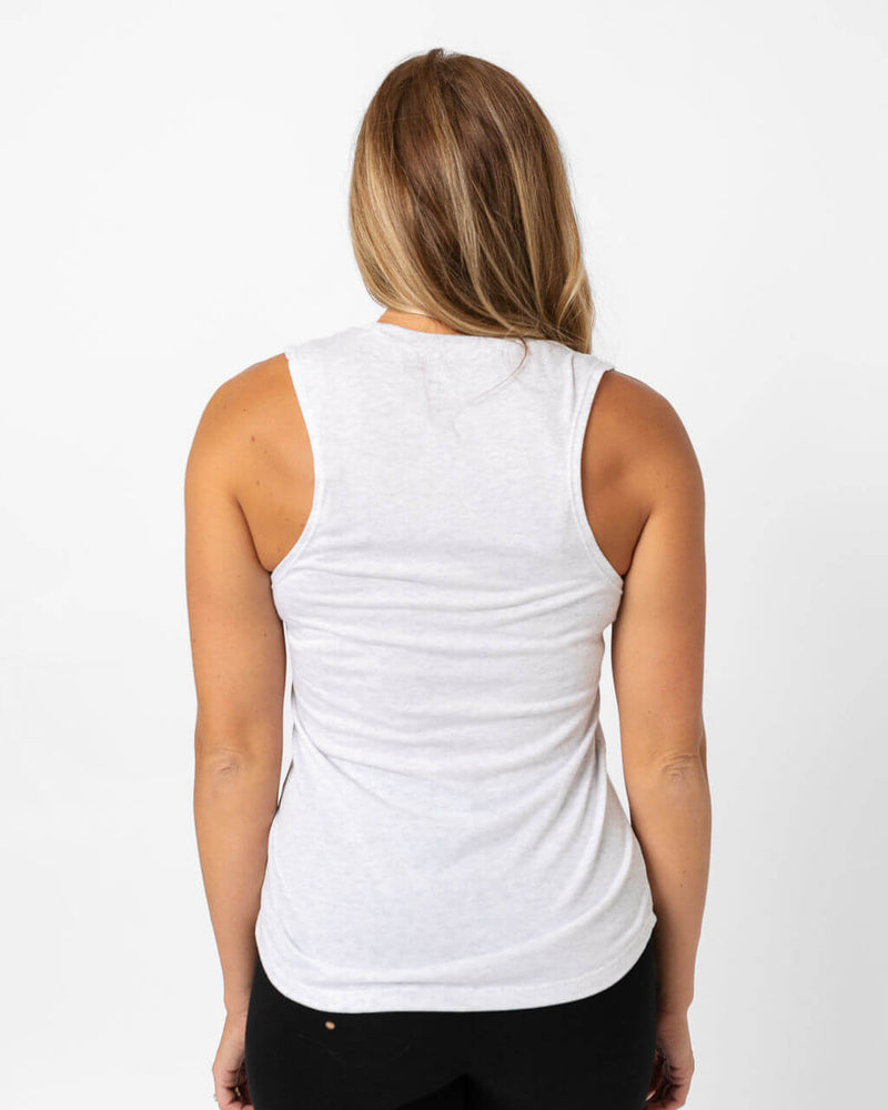 American Flag Bolt Muscle Tank | Heather White *XS,S,XL*