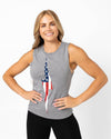 American Flag Bolt Muscle Tank | Athletic Gray