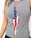 American Flag Bolt Muscle Tank | Athletic Gray