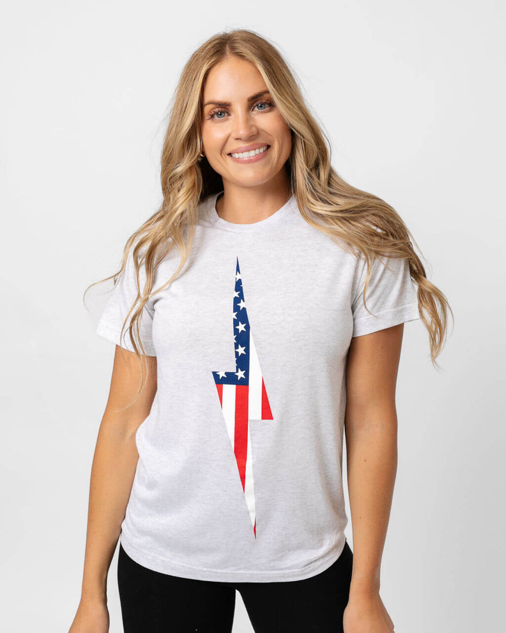American Flag Vintage Bolt Tee | Heather White