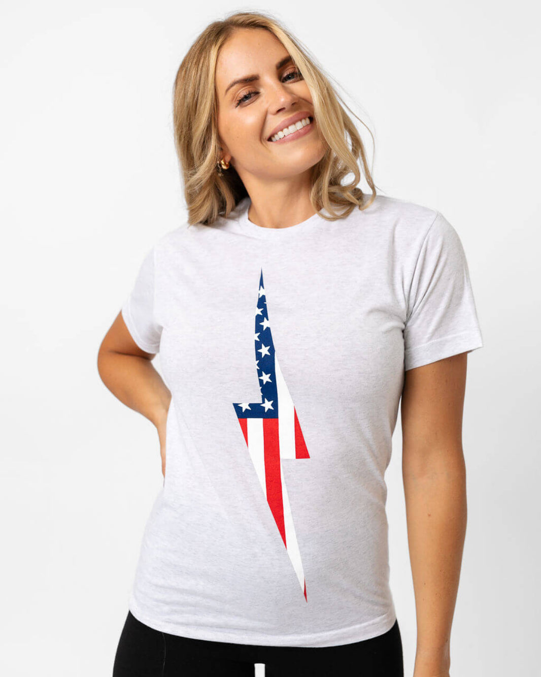 American Flag Vintage Bolt Tee | Heather White