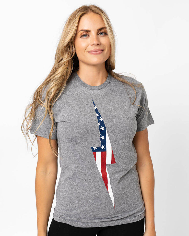 American Flag Vintage Bolt Tee | Athletic Gray