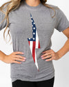 American Flag Bolt Tee | Athletic Gray