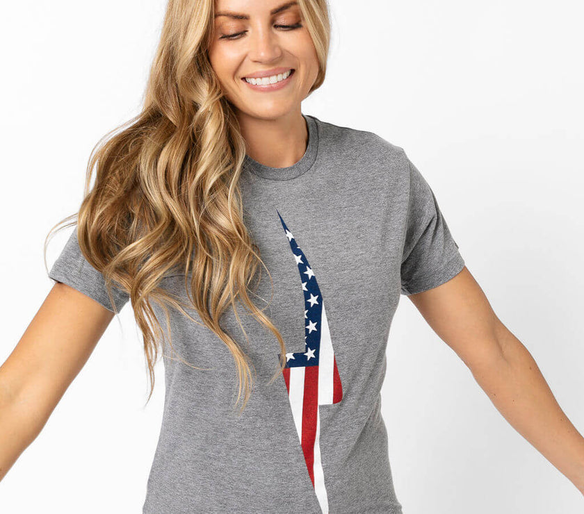 American Flag Vintage Bolt Tee | Athletic Gray