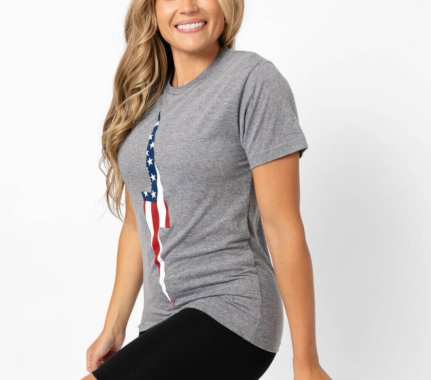 American Flag Vintage Bolt Tee | Athletic Gray