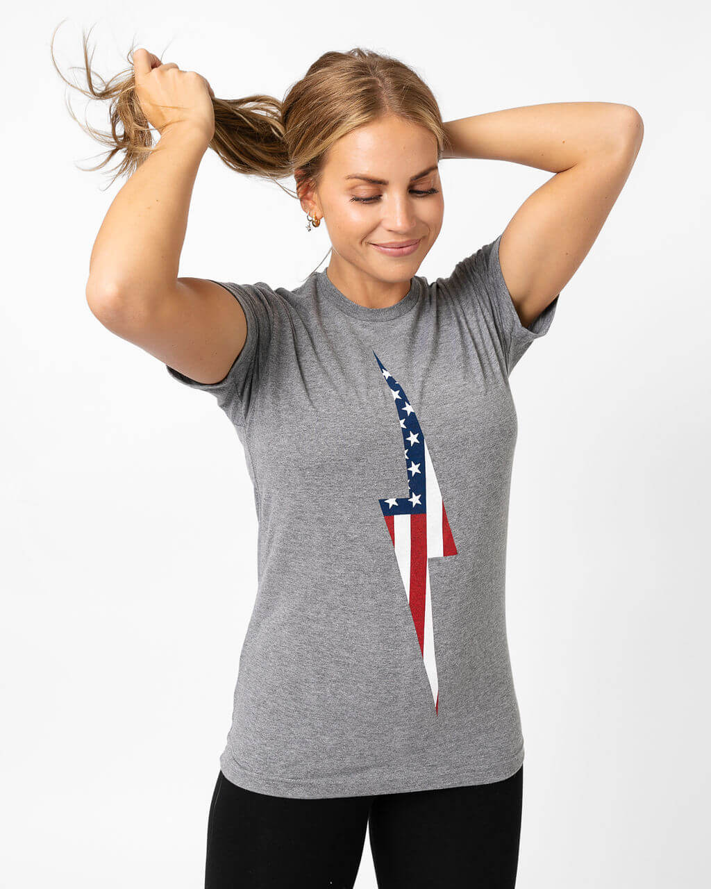 American Flag Vintage Bolt Tee | Athletic Gray