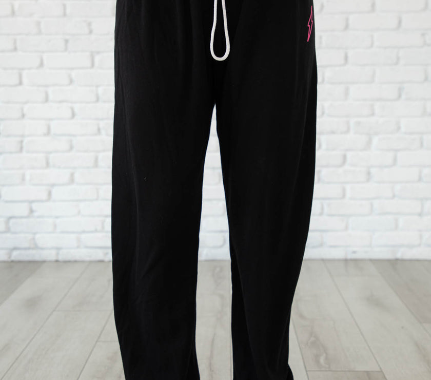 Black Hollow Bolt Drawstring Sweatpants