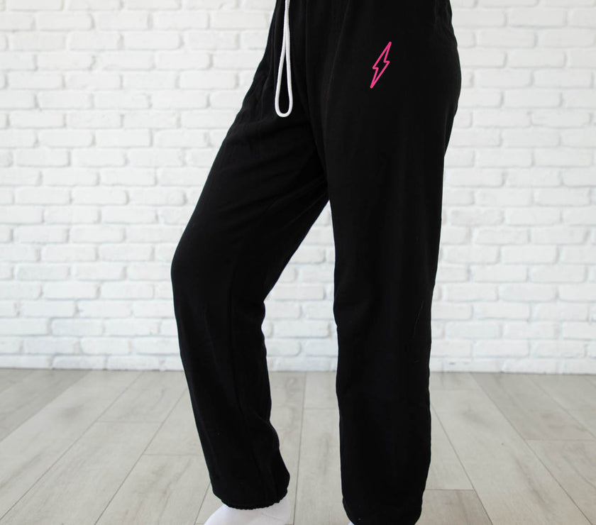 Black Hollow Bolt Drawstring Sweatpants
