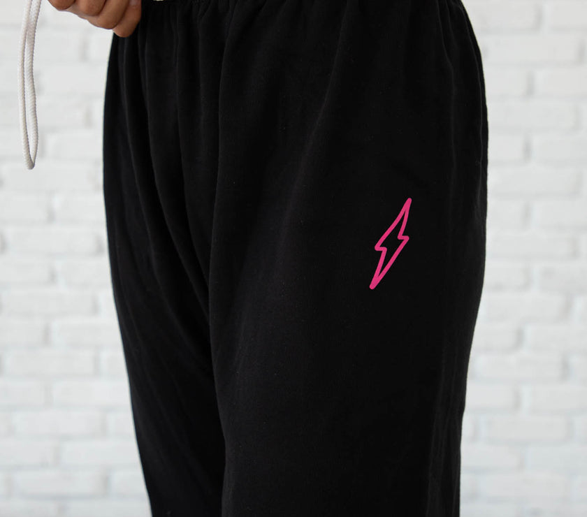 Black Hollow Bolt Drawstring Sweatpants