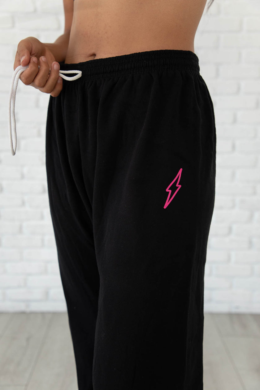 Black Hollow Bolt Drawstring Sweatpants