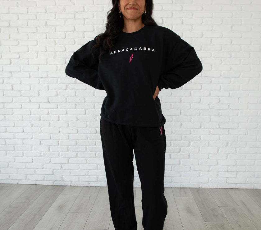 Black Hollow Bolt Drawstring Sweatpants