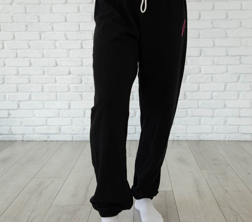 Black Hollow Bolt Drawstring Sweatpants