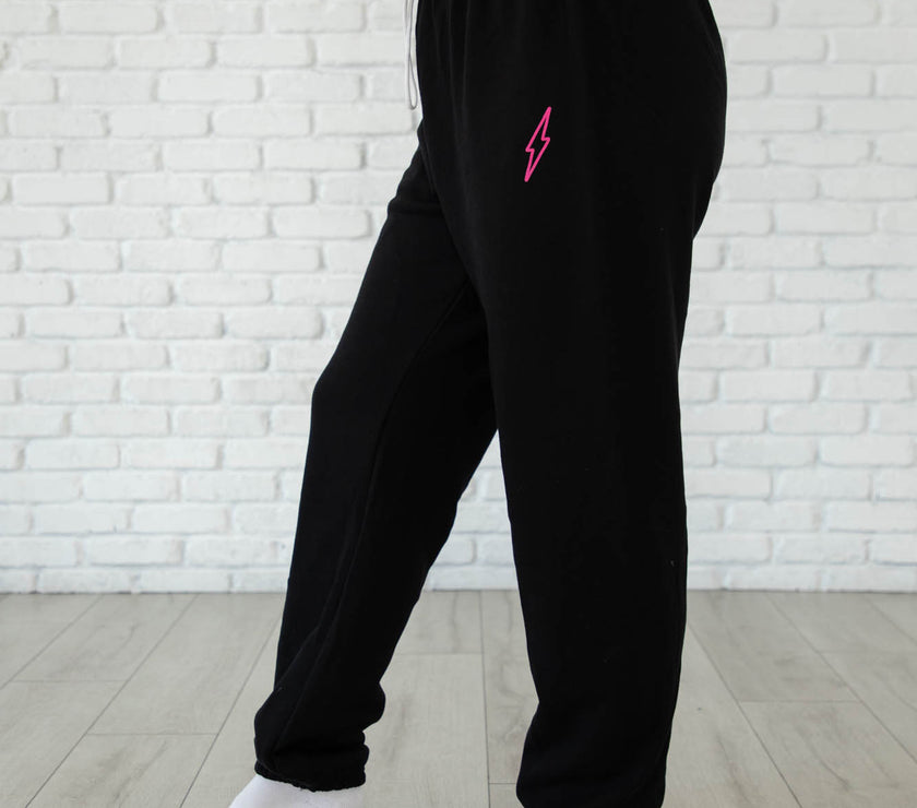 Black Hollow Bolt Drawstring Sweatpants