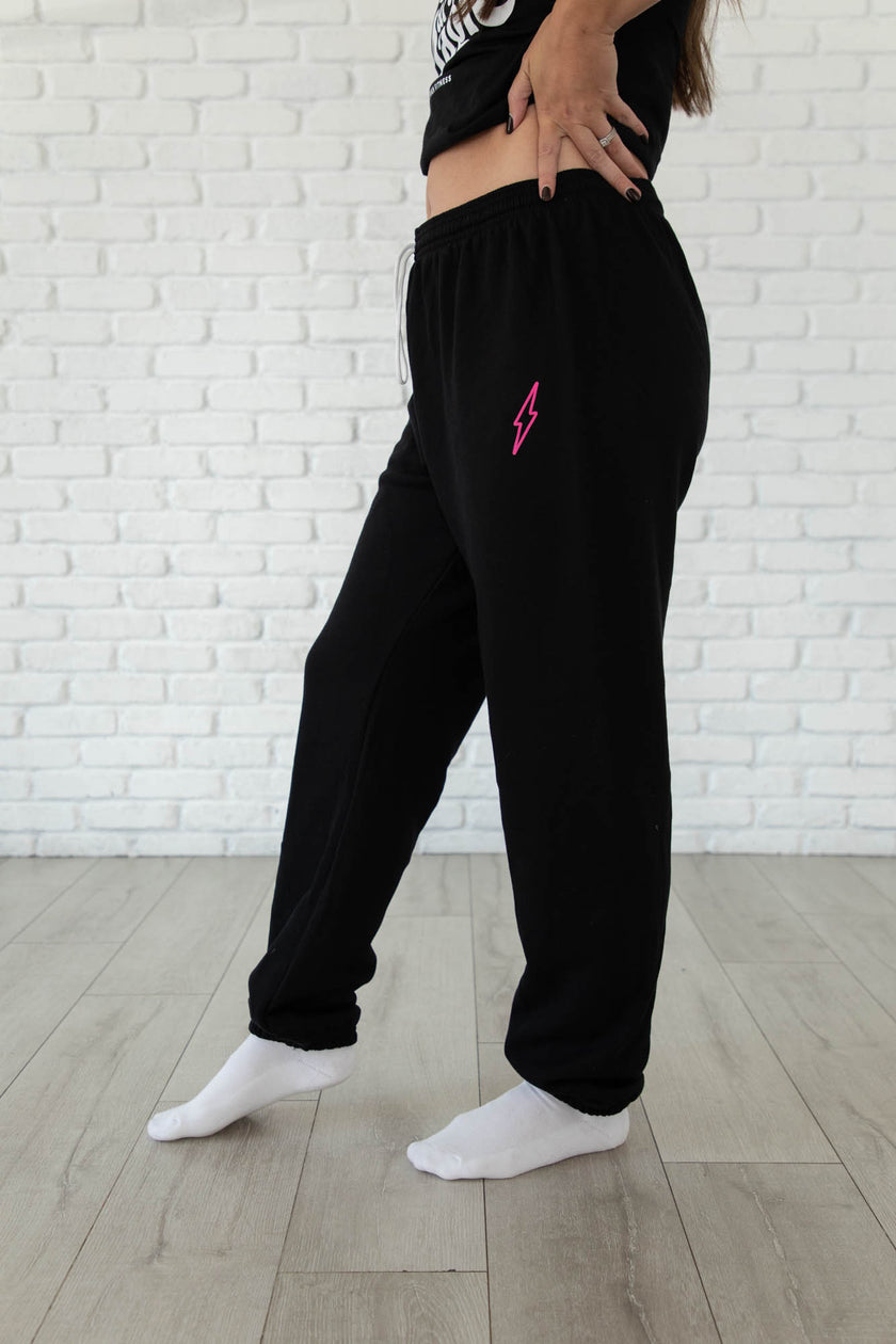 Black Hollow Bolt Drawstring Sweatpants