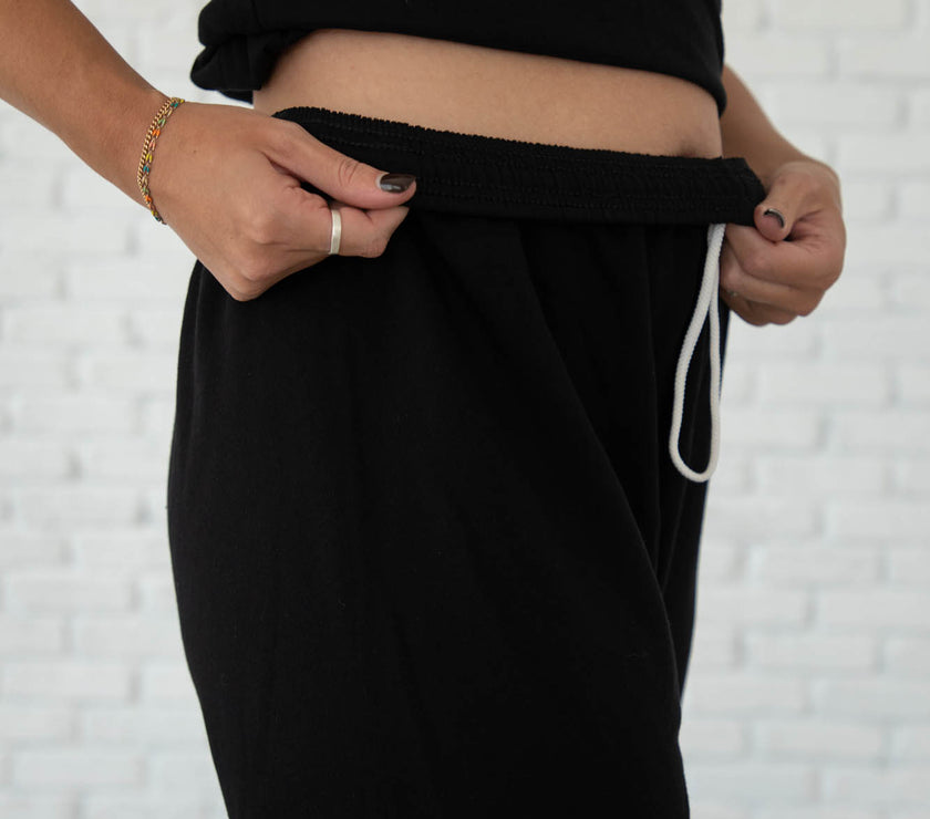 Black Hollow Bolt Drawstring Sweatpants