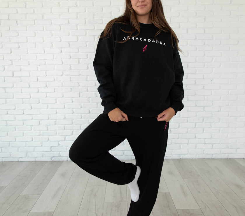 Black Hollow Bolt Drawstring Sweatpants