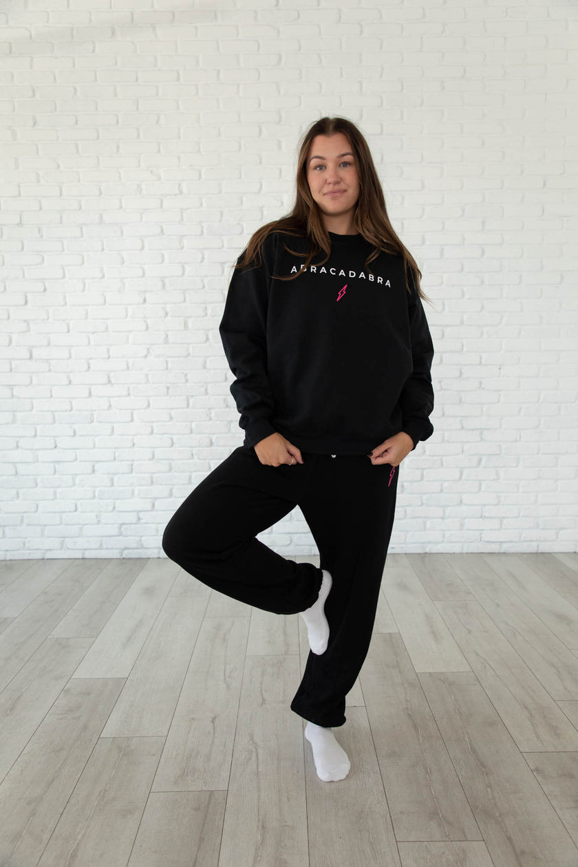 Black Hollow Bolt Drawstring Sweatpants
