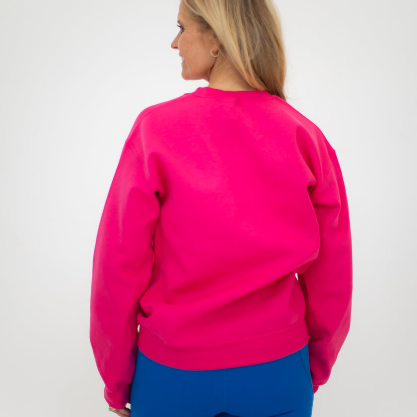 HIGH Crewneck Sweatshirt | Electric Pink with Blue Logo