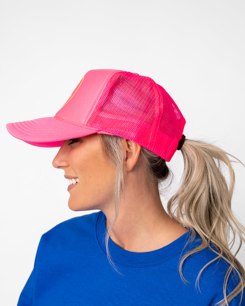 Smiley Trucker Hat | High Pink