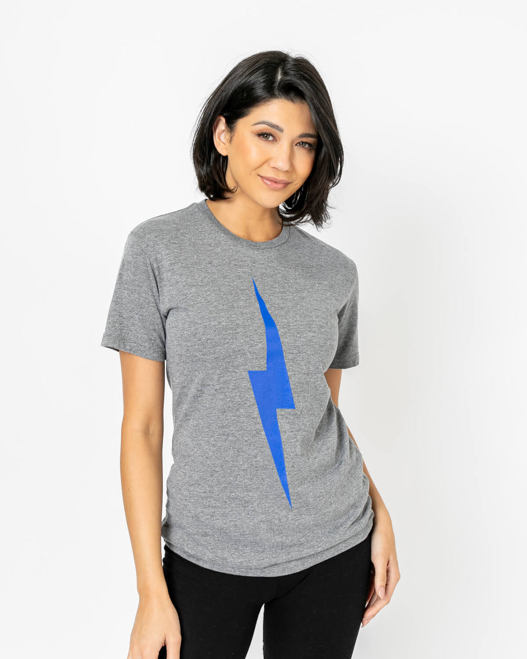 Bolt Tee | Electric Blue on Athletic Grey