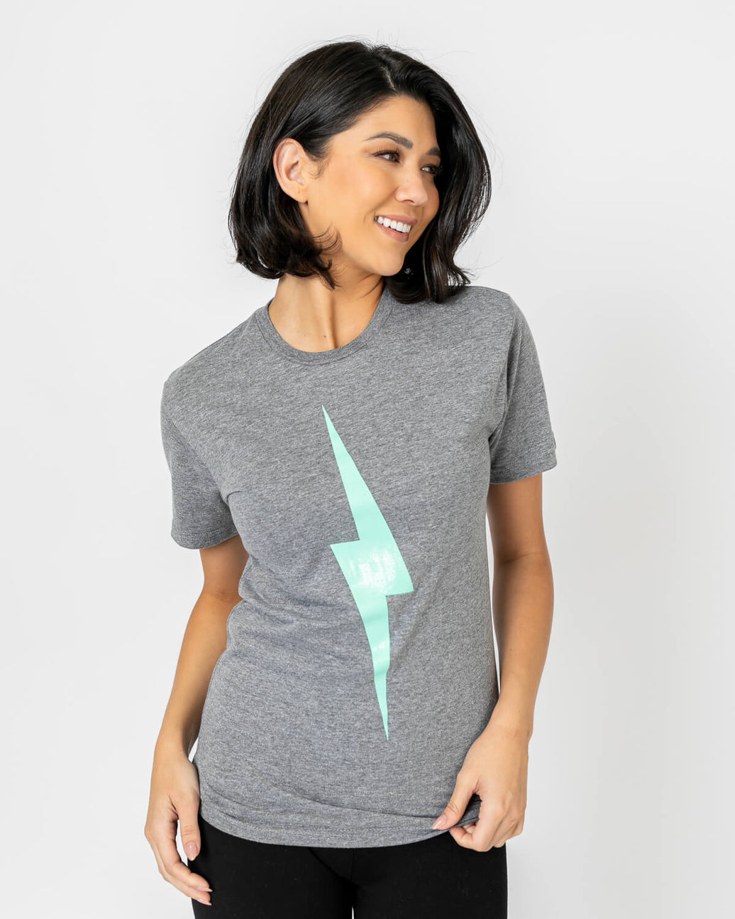 Bolt Tee | Light Teal on Athletic Grey
