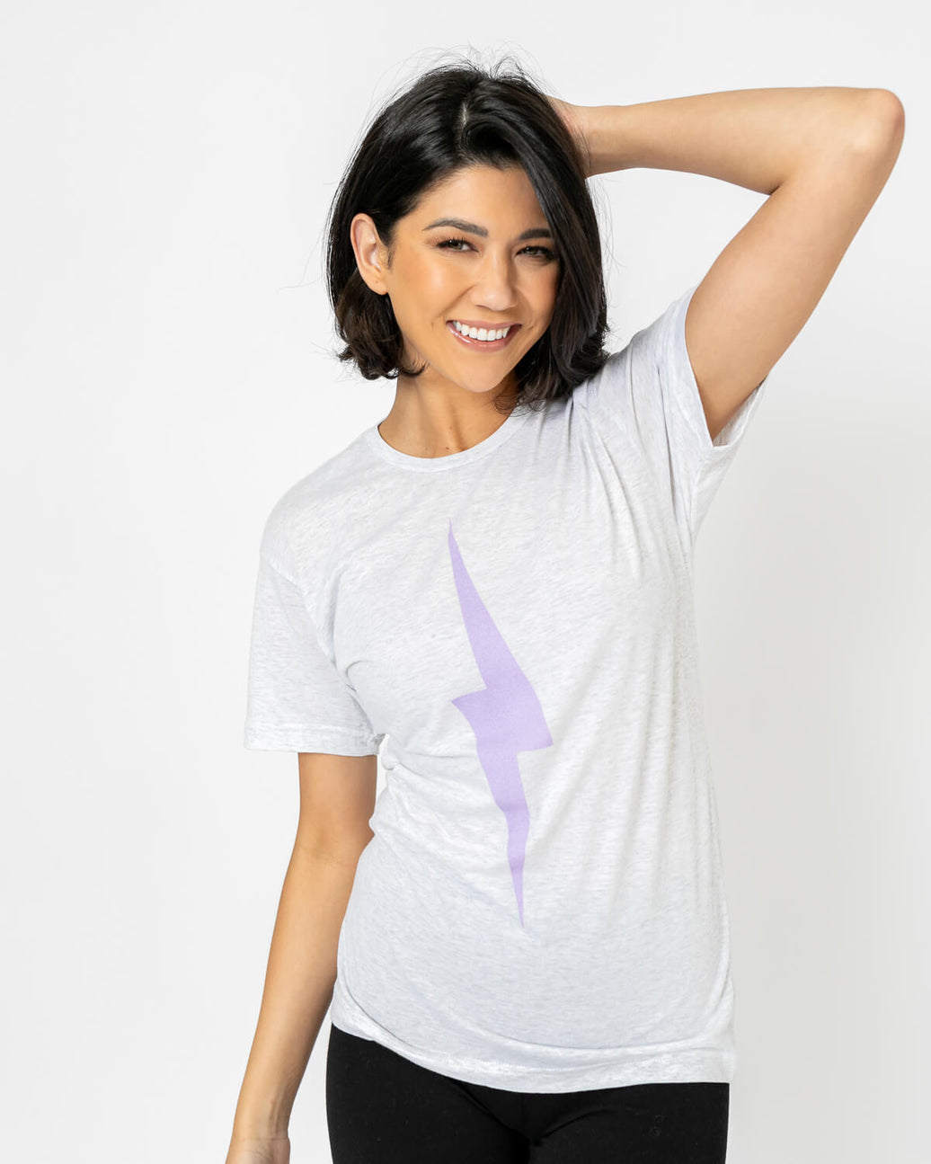 Bolt Tee | Light Purple on Heather White