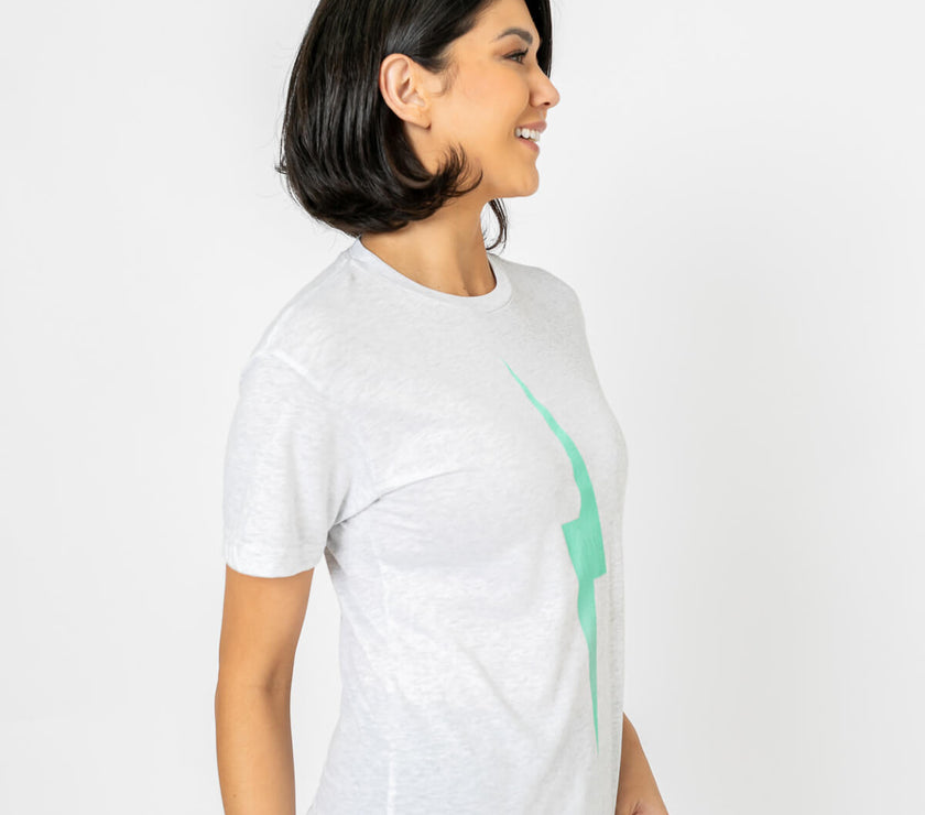 Bolt Tee | Light Teal on Heather White