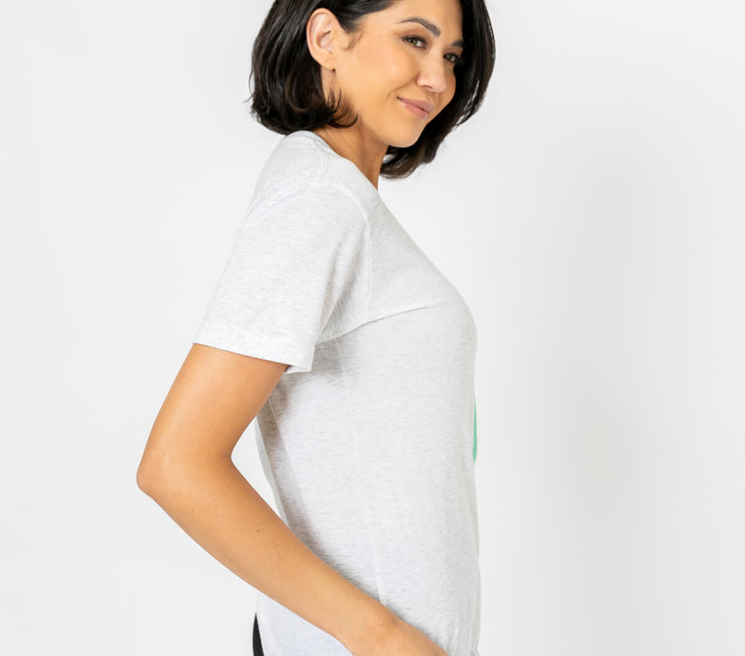 Bolt Tee | Light Teal on Heather White