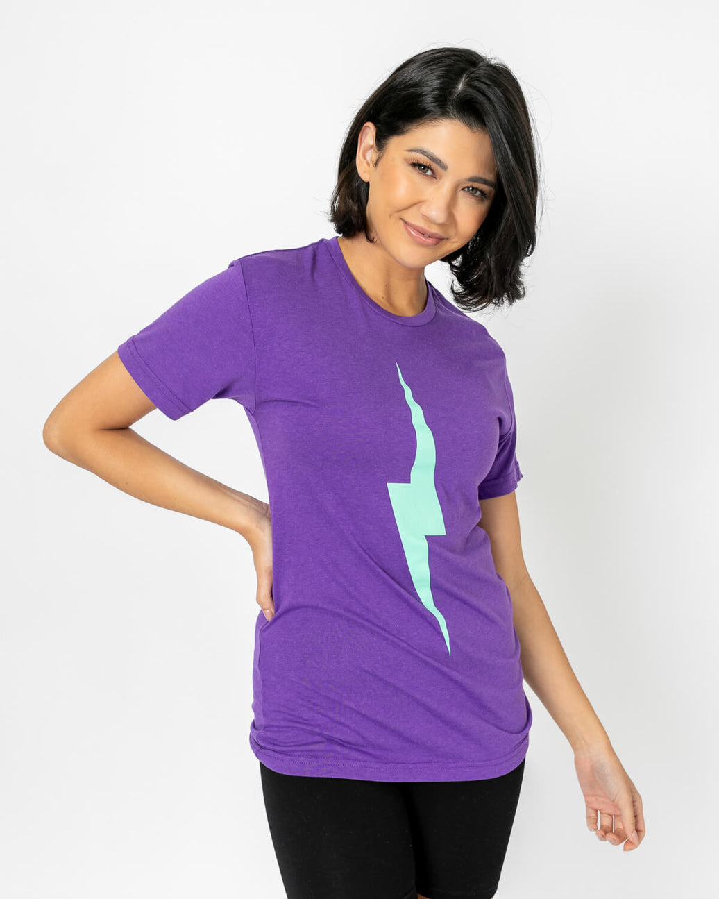 Bolt Tee | Light Teal on Royal Purple