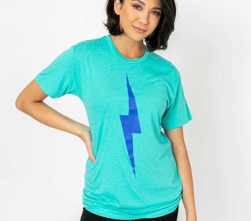 Bolt Tee | Electric Blue on Teal