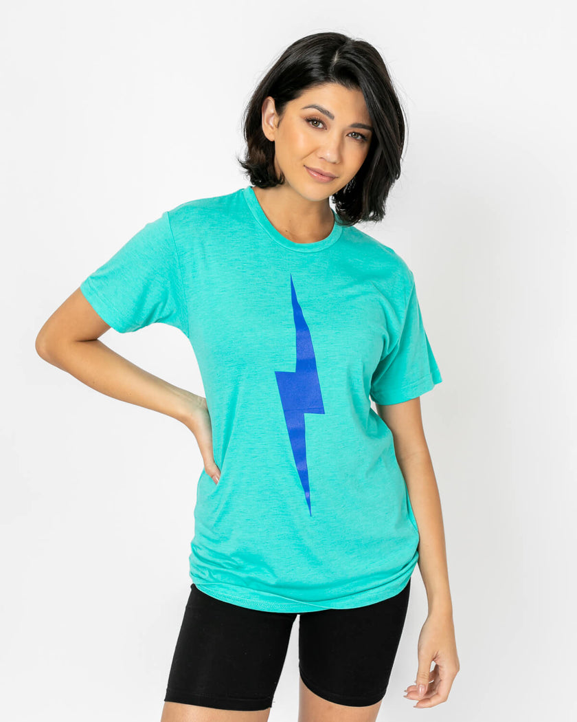 Bolt Tee | Electric Blue on Teal