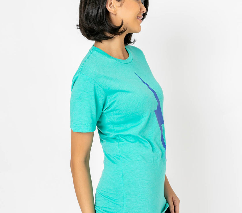 Bolt Tee | Electric Blue on Teal