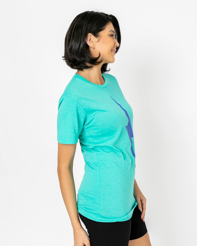 Bolt Tee | Electric Blue on Teal