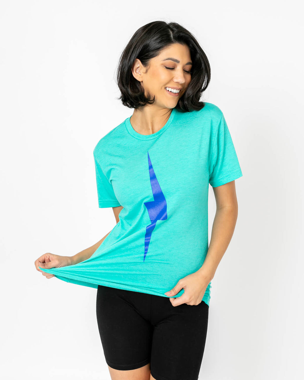 Bolt Tee | Electric Blue on Teal