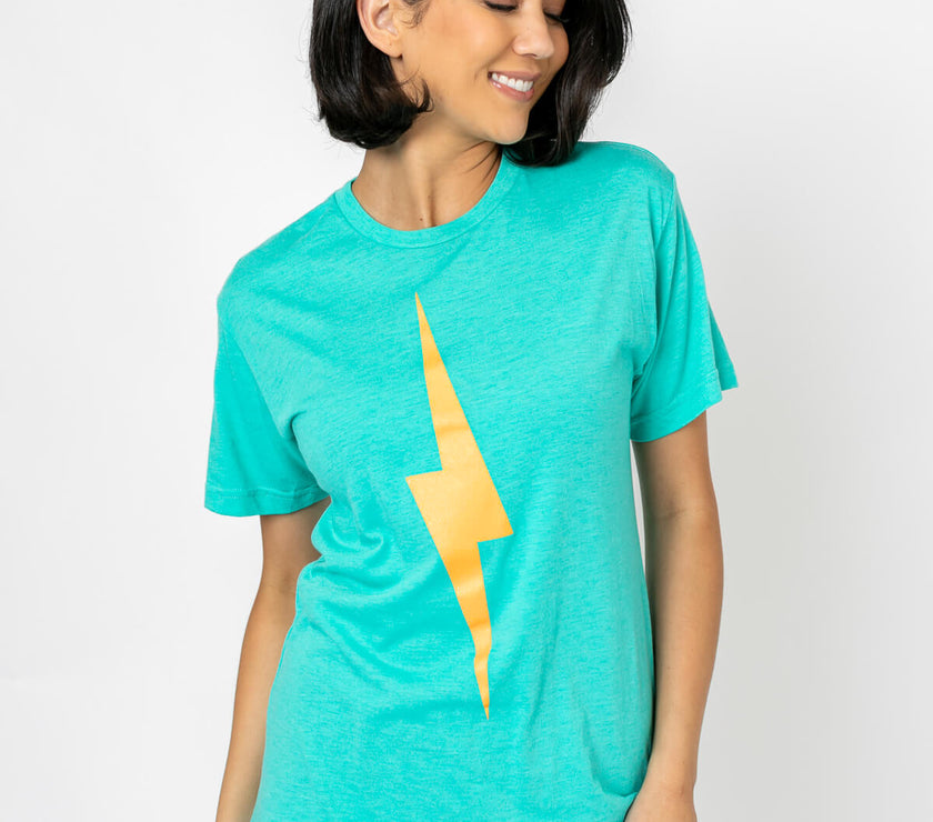 Bolt Tee | Orange on Teal