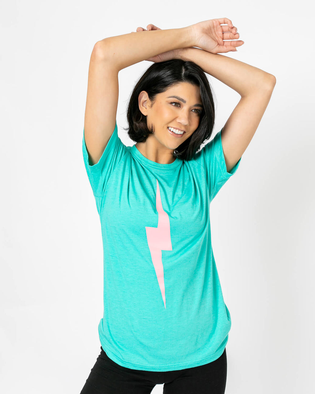 Bolt Tee | Light Pink on Teal